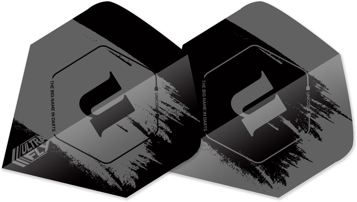 Dart-flights met U-logo en penseelstrepen, 3 stuks, grijs