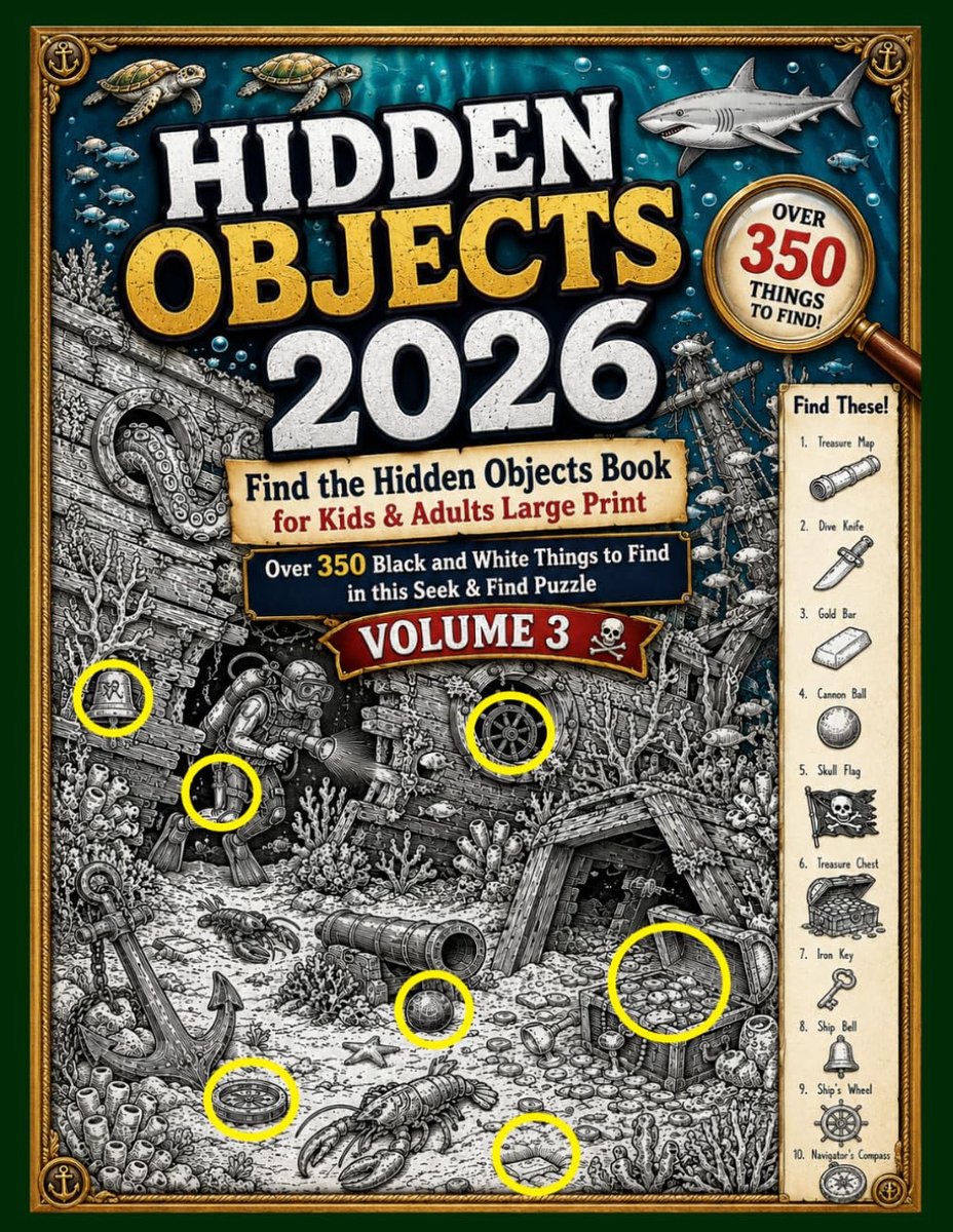 Hidden Objects 2026: Find the Hidden Object Book for Kids & Adults Large Print – Over 350 Black and White Things to - ShopVlot