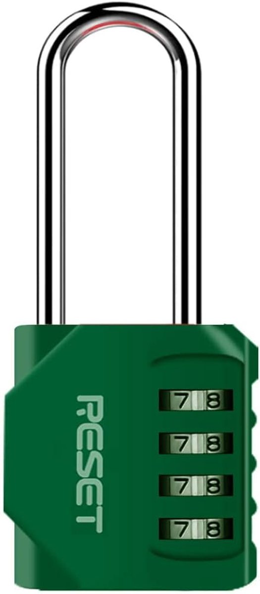 4-cijferig combinatiehangslot met 6 - 1 cm lange beugel - combinatieslot - outdoor waterdicht hangslot voor school gym locker - hek - poort - gereedschapskist - groen