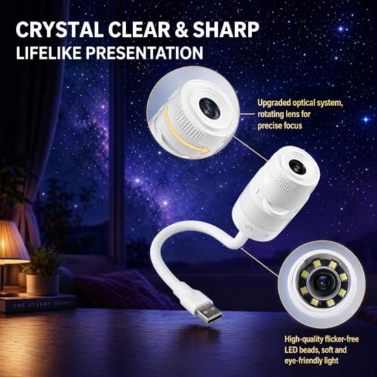 Sterren‑ en galaxisprojector nachtlamp‑5D holografisch‑inclusief 10 projectiefilms‑sfeerverlichting voor muur en plafond — afbeelding 5