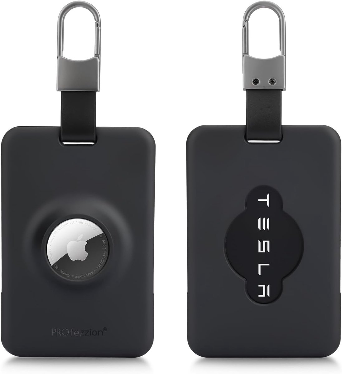 2-Pack Beveiligde Sleutelkaart Houder voor Tesla met Air Tag Slot, Duurzaam Plastic en Anti-Kras Bescherming voor Model 3 Y S X Accessoires, Inclusief Sleutelhangers