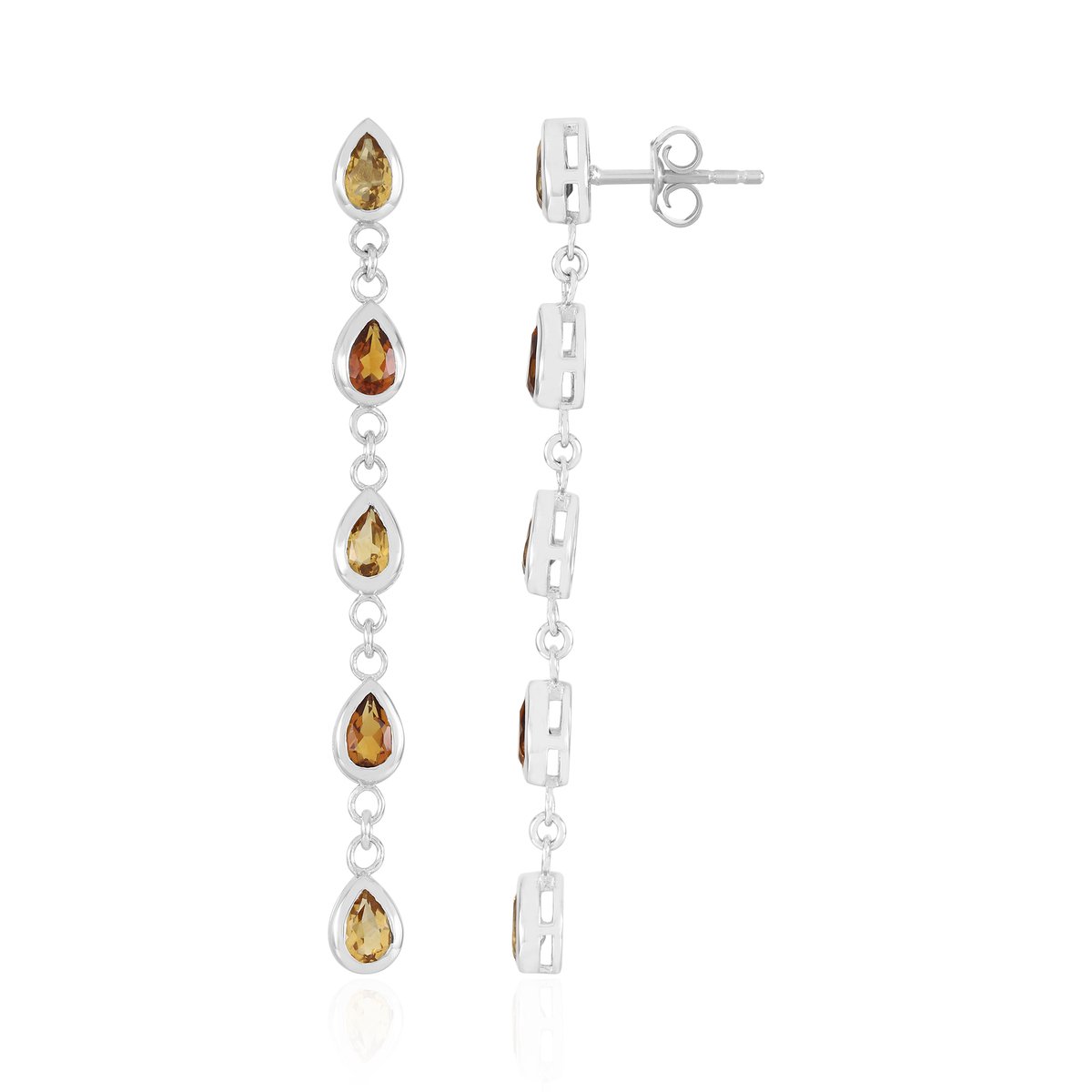 Cavill - 925 Sterling Zilver Gerhodineerd - Peervormige Druppel Oorbellen - 1,754 ct Gele Citrien uit Madeira & Brazilië - Elegant