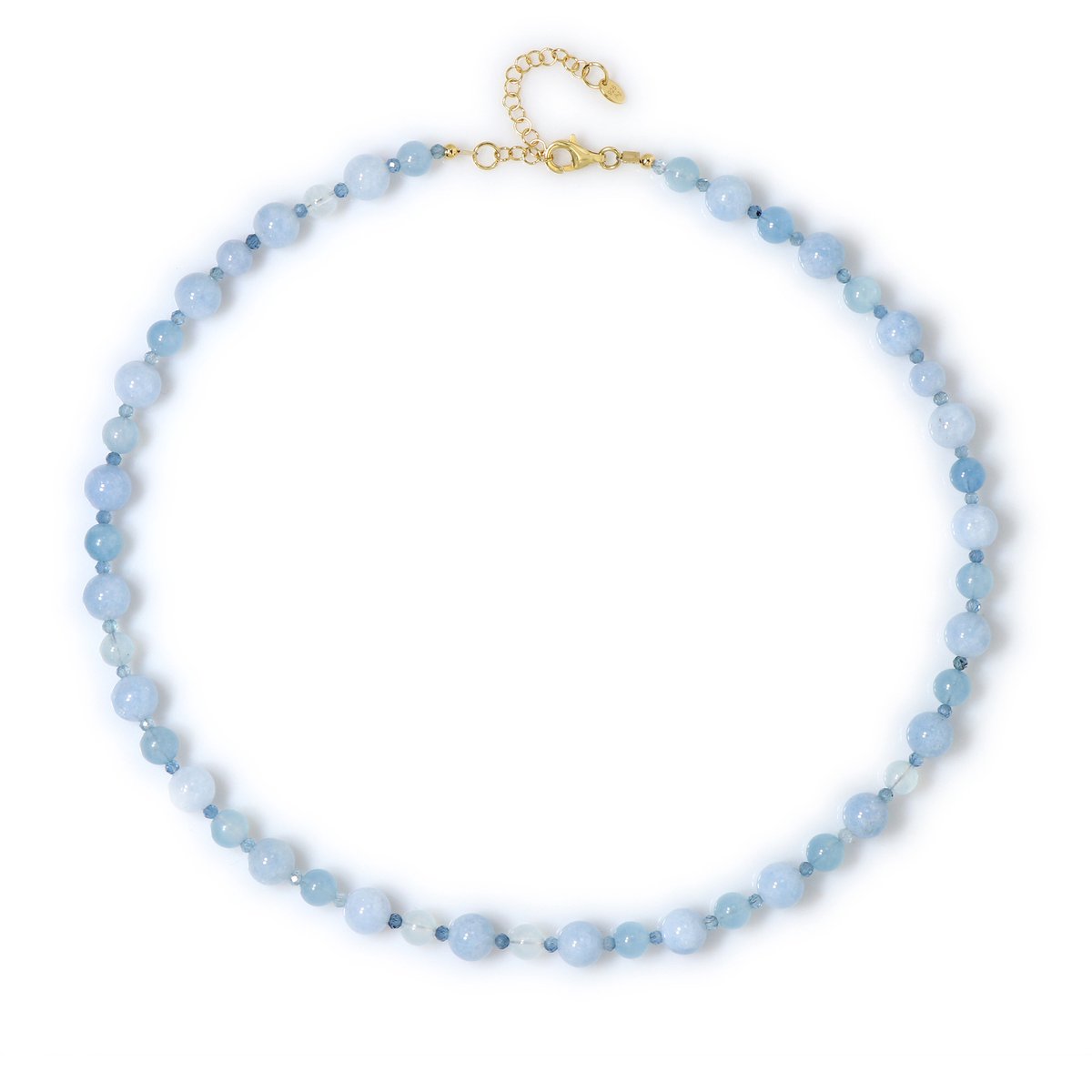 Cavill - Zilveren Halsketting met Braziliaanse Aquamarijn - 925 Sterling Zilver - Facet Geslepen Blauwe Edelsteen - Verstelbare Elegante Ketting Dames