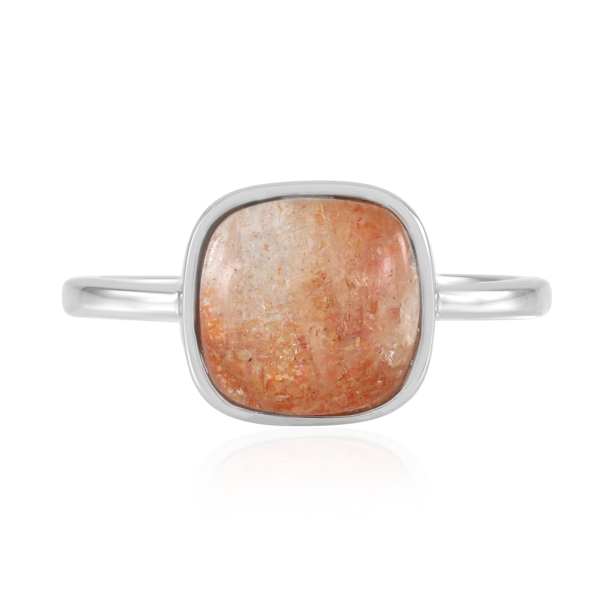Cavill - Zilveren Ring met 4,212 ct Zonnesteen - 925 Sterling Zilver Gerhodineerd - Antieke India Kussencabochon - Elegant & Tijdloos