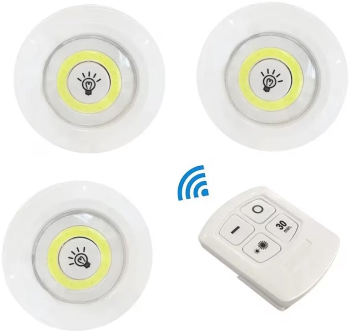3-Pack LED Kastverlichting met Afstandsbediening – Dimbare Onderbouwlampen – Draadloze Keukenlampen – Touch Bediening – Voor Kast, Trap, Garderobe en Plank – Wit licht