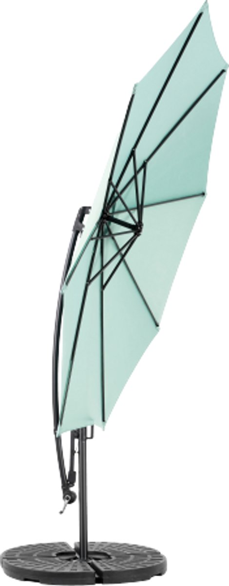 Best Choice Products 10ft Offset Hanging Market Patio Umbrella w/Easy Tilt Adjustment, Polyester Shade, 8 Ribs for Backyard, Poolside - ( Light green )(No Base)