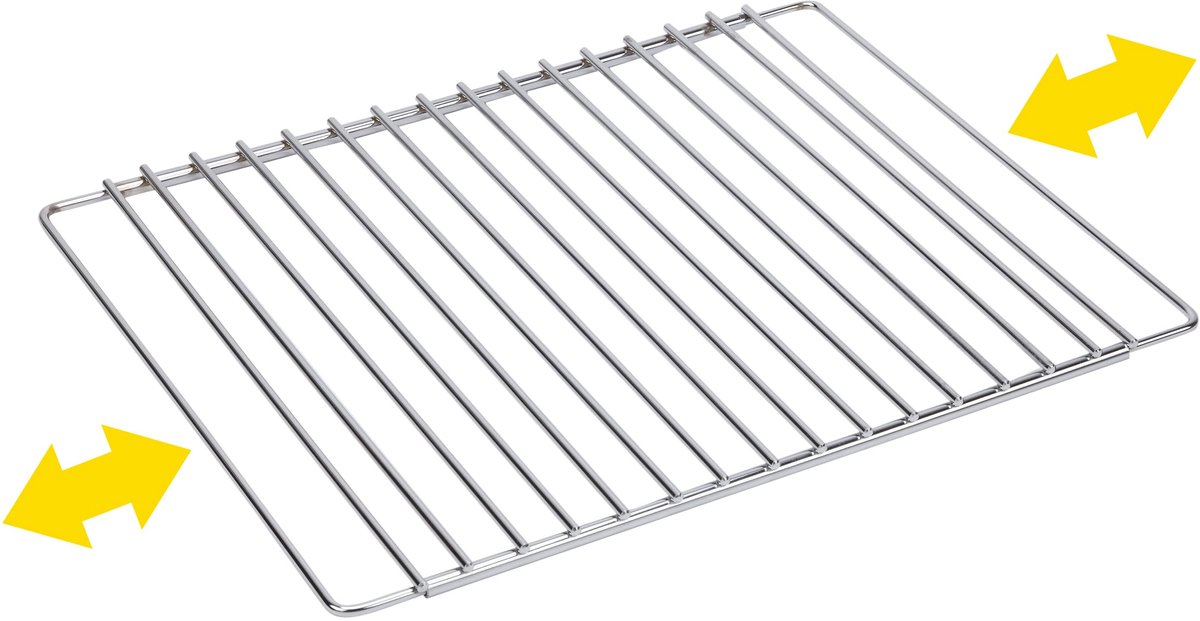 Famanu – Uittrekbaar ovenrooster, verstelbaar van 42 tot 60 cm, verchroomd, ideaal voor in de oven