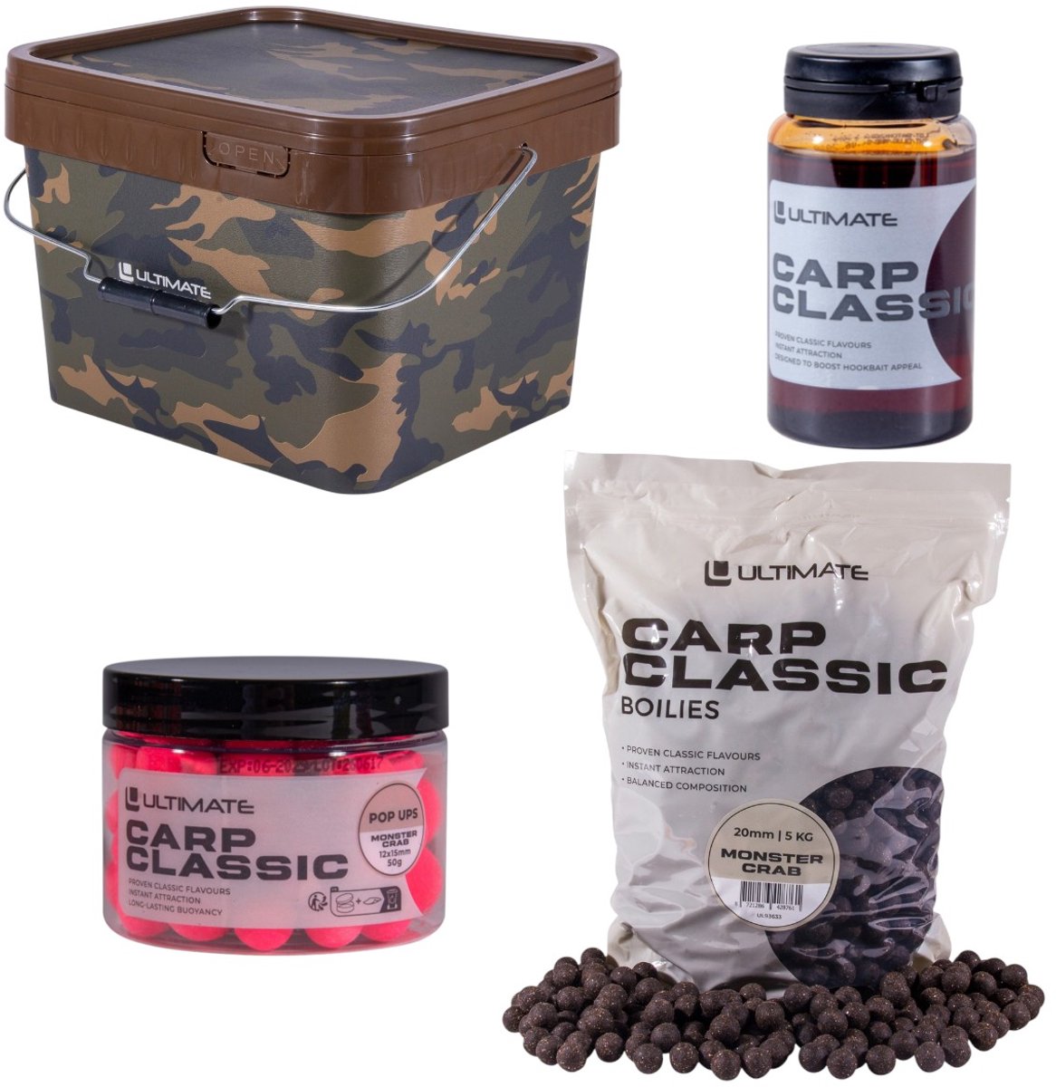 Ultimate Bucket Deal Carp Classic Monstercrab (Incl. 5kg boilies) - Karper Set