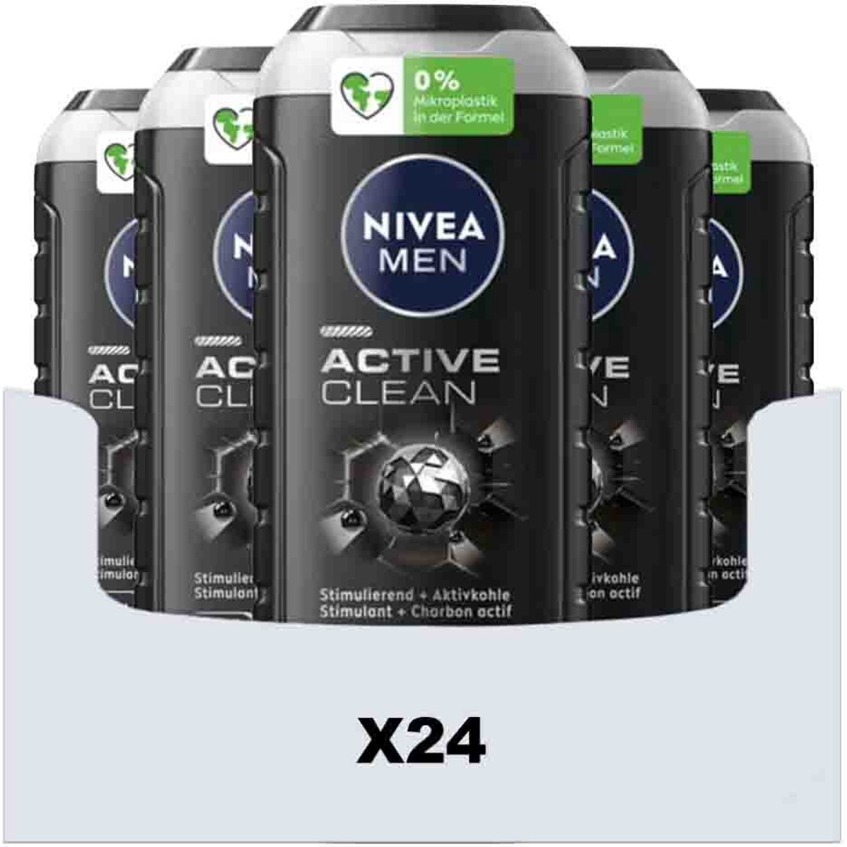 NIVEA Men Shampoo & Douchegel 3in1 Active Clean - 24 x 250 ml - Voordeelverpakking