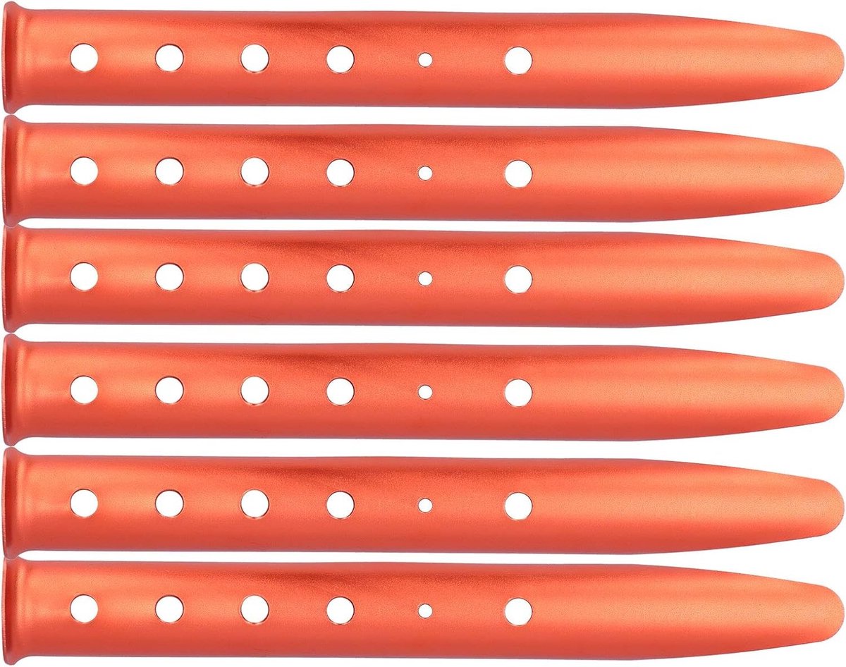 6 Stuks Aluminium Tent Haringen voor Camping en Strand, Oranje, 31 cm Lang en Stevig