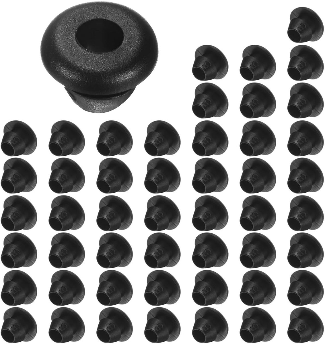 50-Pack Rubber Grommets voor Kabelbeugels, 5mm Boorgat, 3mm ID Oogring, Ideaal voor Draad, Touw en Auto-accessoires