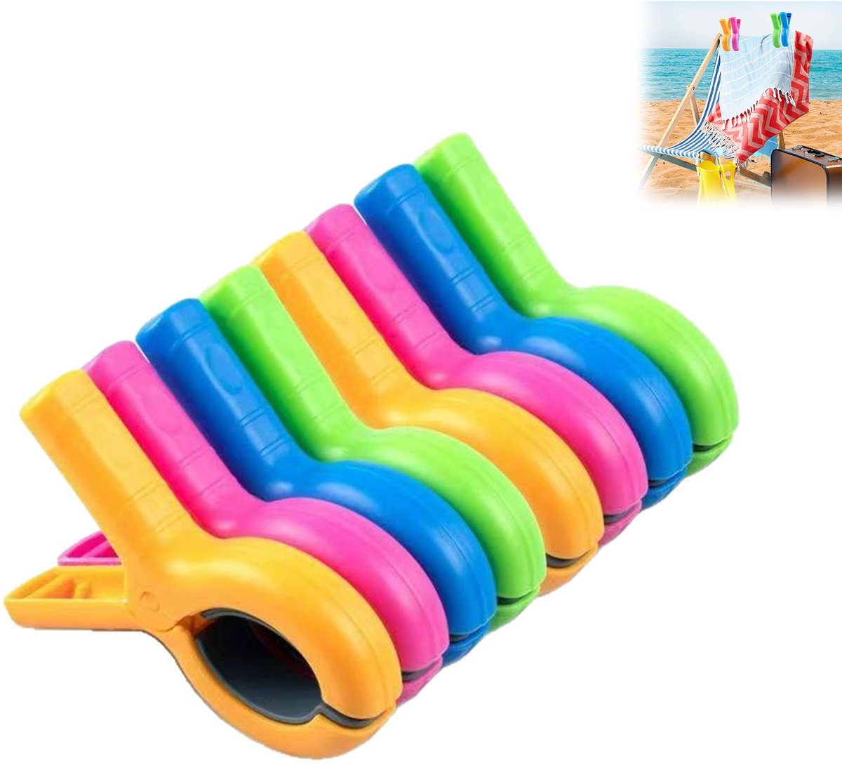 Grote handdoekclips voor strandstoelen- 8 stuks handdoekhouders voor strandstoel- zwembadstoel op een cruiseschip- extra grote- stevige wasknijpers- strandstoelclips als onmisbare strandaccessoires- 4 kleuren