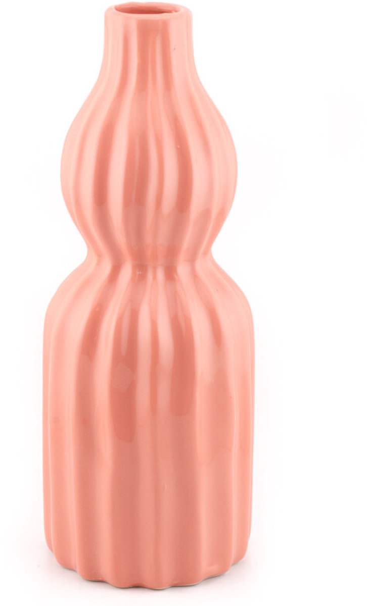 Aardewerk vaas Stripes peach