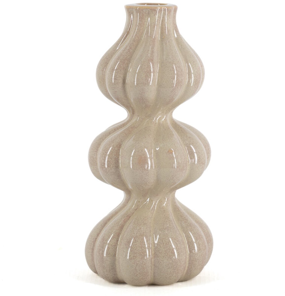 Aardewerk kaarsenstandaard trio beige