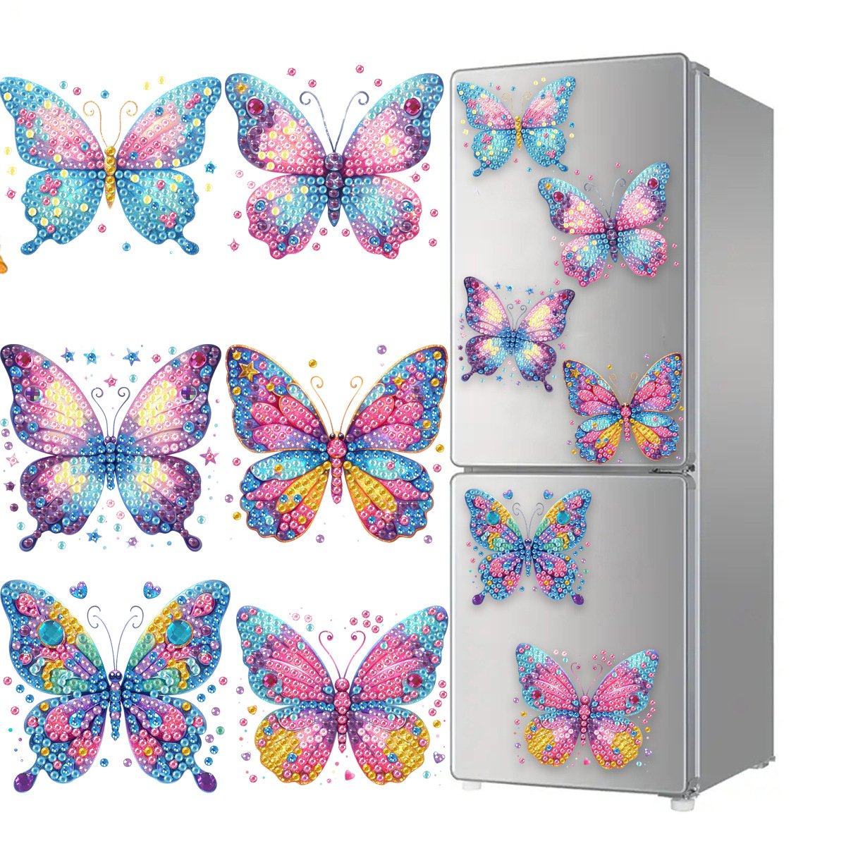 diamant kralen, diamant schilderen pen, bak, klei lijm, 6 magnetische stickers,DIY Diamond ‑6 stuks, 7,5cm, Wanddecoratie knutselpakket，Diamond Painting koelkastmagneet，BB163
