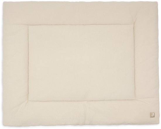 Crèmekleurig Jollein boxkleed met corduroy rand en wafelstof middenpaneel.