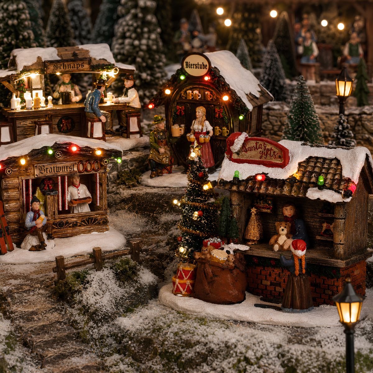 Luville Kerstdorp Miniatuur Santa's Gifts Cadeaukraam - Kerstversiering met Verlichting - Kerst Decoratie voor Binnen - Werkt op Batterijen of Adapter - L14 x B9 x H11 cm - Meerkleurig – foto 6