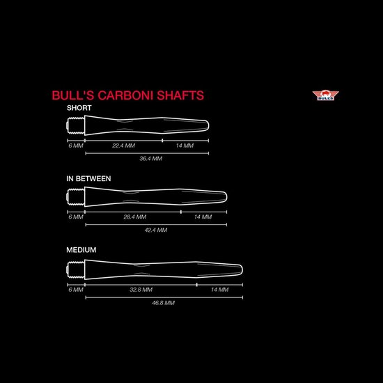 Bull's Carboni Shafts + Rings / short van Bull's — afbeelding 2