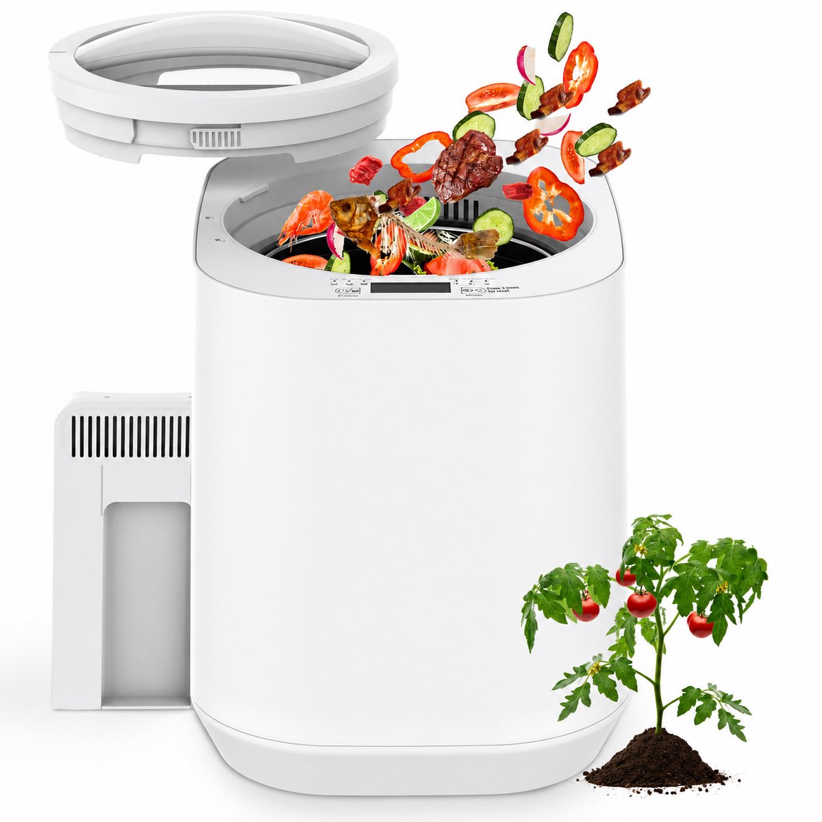 Elektrische Compostbak 4 L, Geurloos Keukencompostvat met Koolfilter, 3 Modi, Zelfreinigend, Stil, 500 W