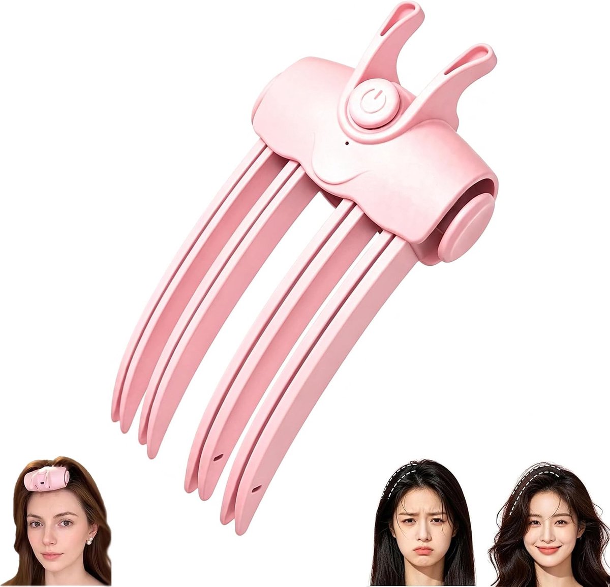 Draadloze Verwarmde Haarwortel Volume Klem - Elektrische Root Volumizer Kam - voor Fijn & Plat Haar - USB Oplaadbare Styling Tool - met Kattenpoot Design - roze