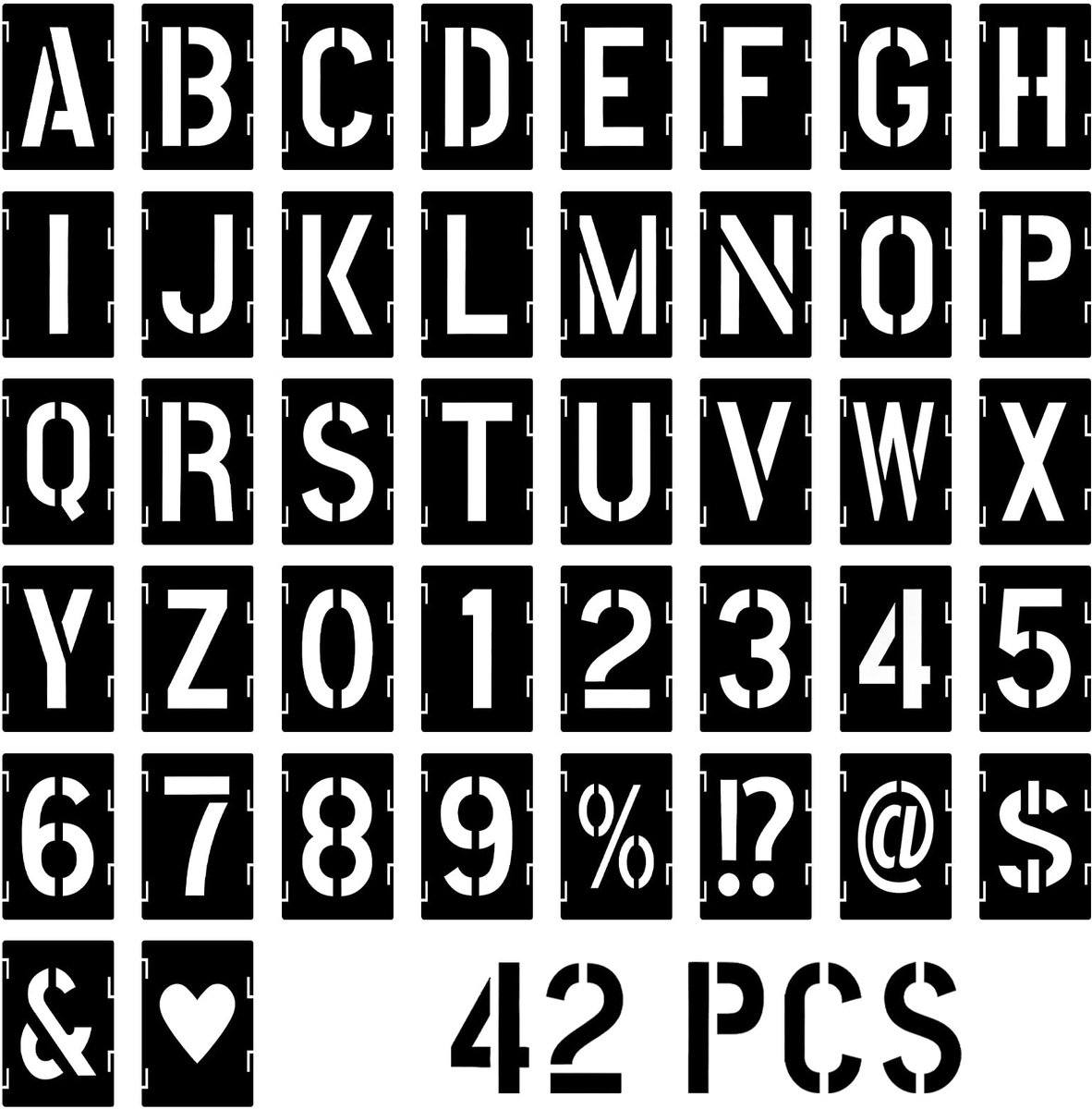 Lettersjabloon 5 cm, 42 Stuks Lettersjablonen en Cijfersjablonen, In Elkaar Grijpende Sjablonen met Symbolen - ShopVlot