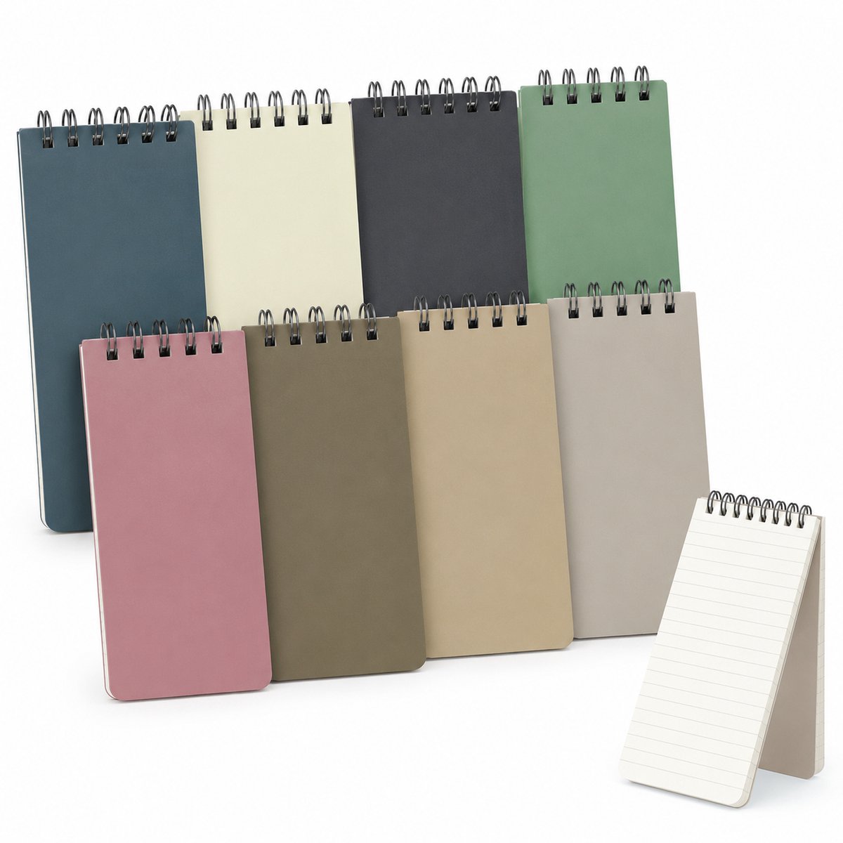 VHV- Klein Notitieboek set - 8 Stuks - 7.6 x 12.6 x 2 cm - Spiraalbinding Pocket Notebook - Klein Gelinieerd Memoblok - Handig Spiraalnotitieblok voor Onderweg ,Kantoor , Boodschappen