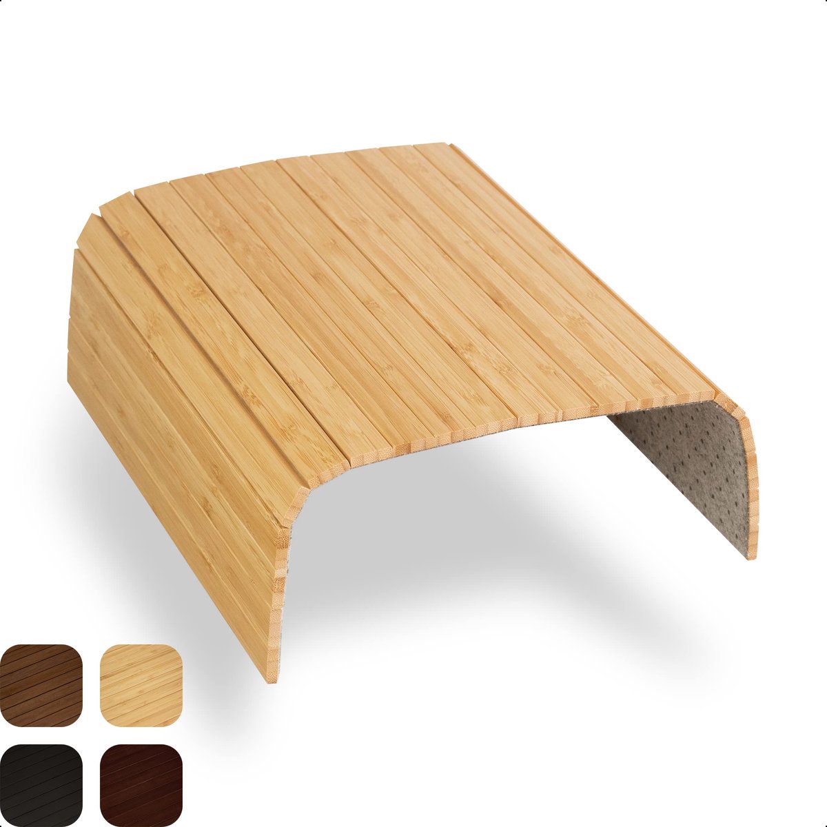 Famanu – Universeel armleuning dienblad van bamboe, banktafel in naturel, praktisch voor het serveren van drankjes en snacks
