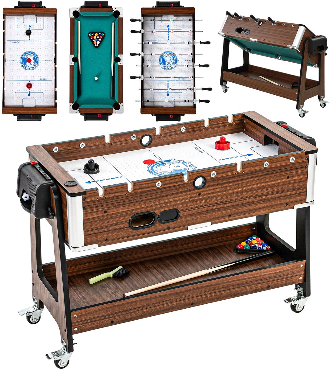 SPORTNOW Multi-Gaming Ball Table-MDF, Kunststoff-102,5L x 61,5B x 65H cm-Walnuss