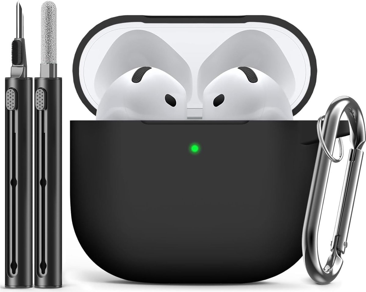 Zwarte Beschermcase voor AirPods 4 - Duurzaam, Schokbestendig en Lichtgewicht Design