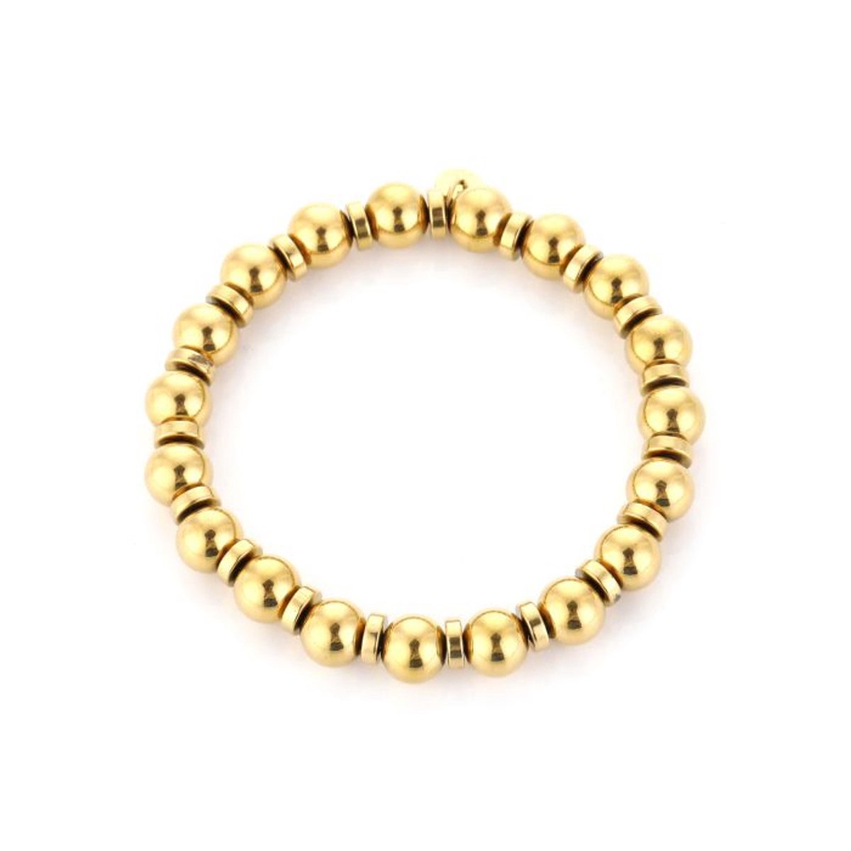 Bijoutheek Armband (Sieraad) Elastisch Ballen Discs Goudkleurig