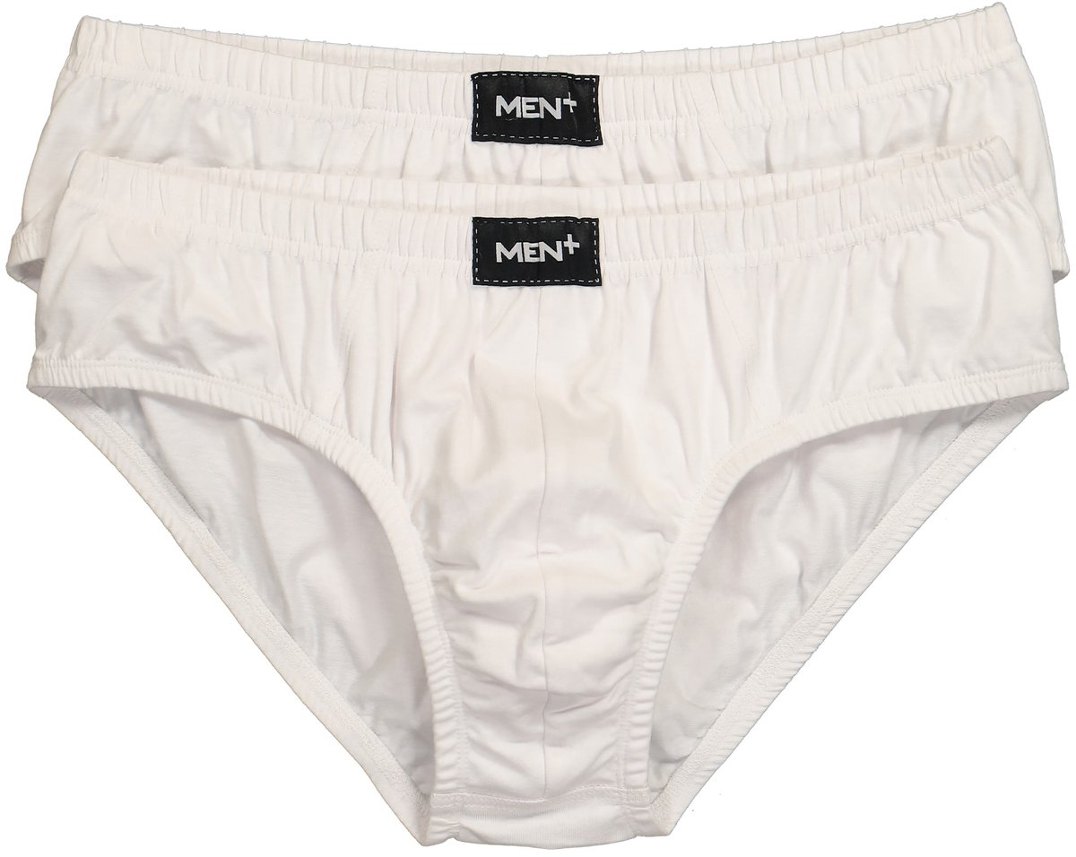 Men Plus - Heren - Slips onderbroeken set van 2 FLEXLASTIC® - Sneeuwwit - Maat L