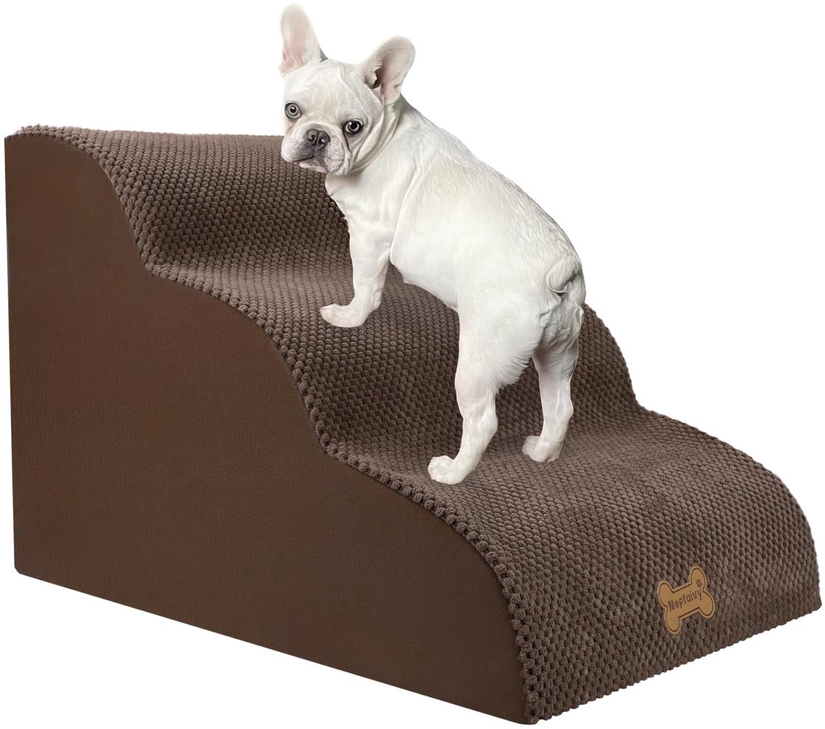Famanu – Hondentrap voor kleine honden met 3 treden, huisdierentrap voor bed en bank, gemaakt van hoge dichtheid spons, 60x40x40 cm