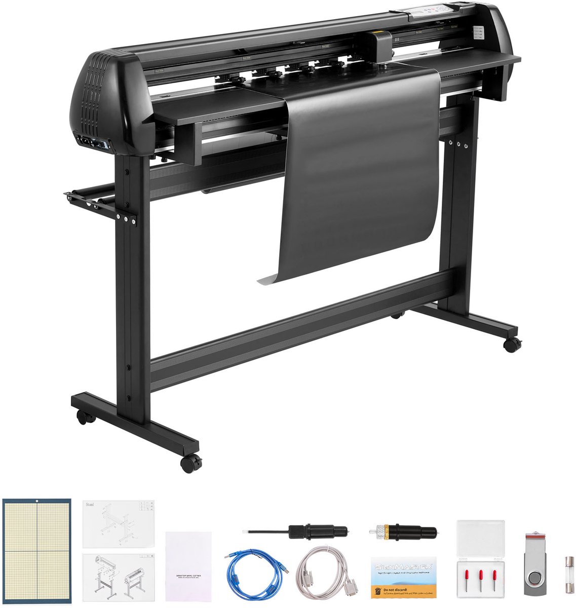 Vinylsnijmachine met een Maximale Invoerbreedte van 135 cm, Uitgerust met Dubbele Messen en Een Led-Display; Plotterset Inclusief Software, Compatibel met Windows en Macos