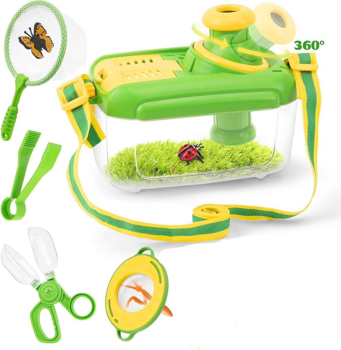 Insectenvanger voor kinderen - Insectenvangset met vlindernetje en speelgoed - Ingebouwd vergrootglas, insectenbakje, kampeerspeelgoed, insectenverzameling, outdoor ontdekkingsset voor kinderen van 3, 4, 5, 6, 7 en 8 jaar.