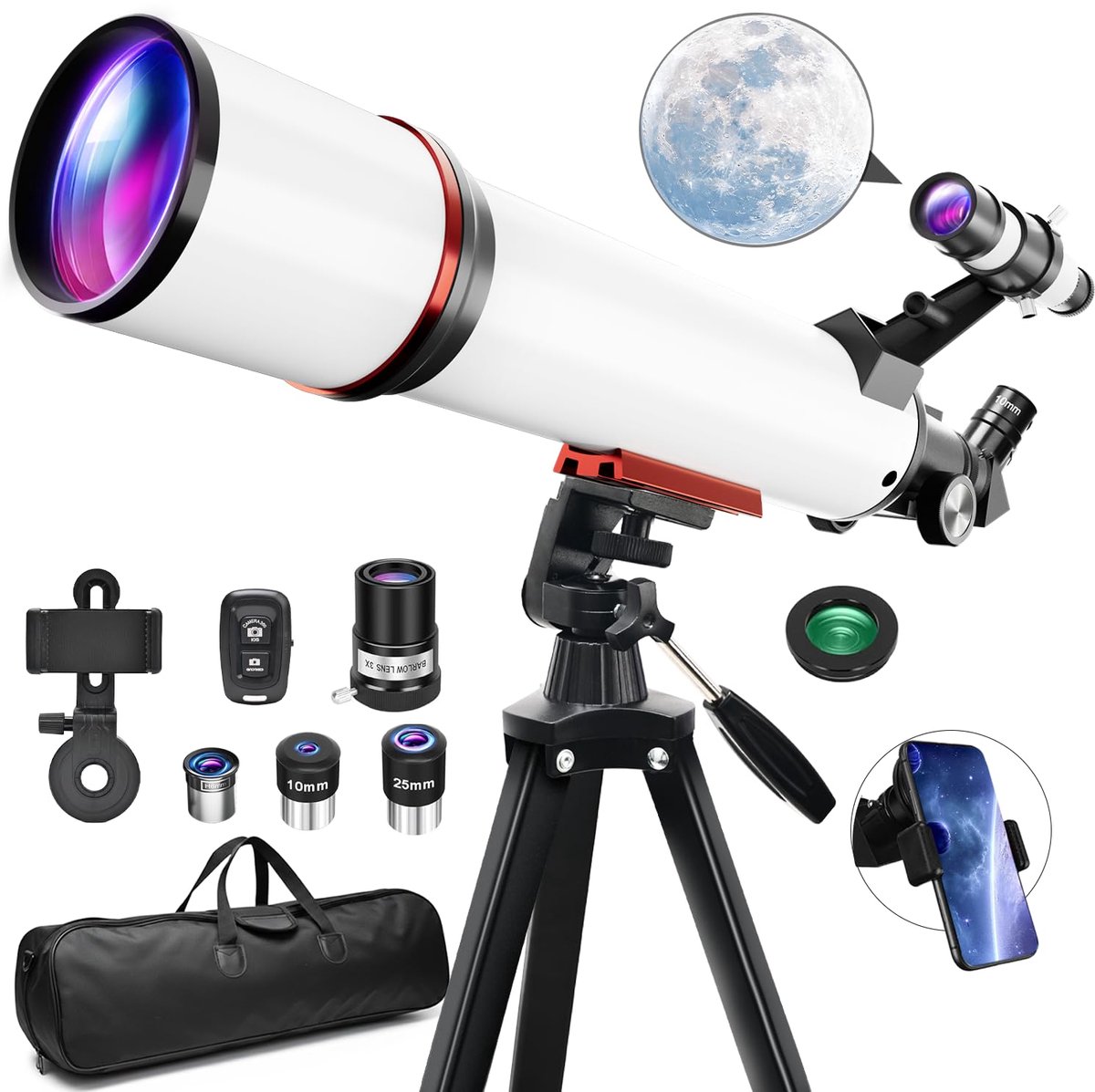 Telescoop voor Kinderen en Volwassenen – 24-300x Vergroting – Statief, Telefoonadapter en Draagtas – 90/700 mm