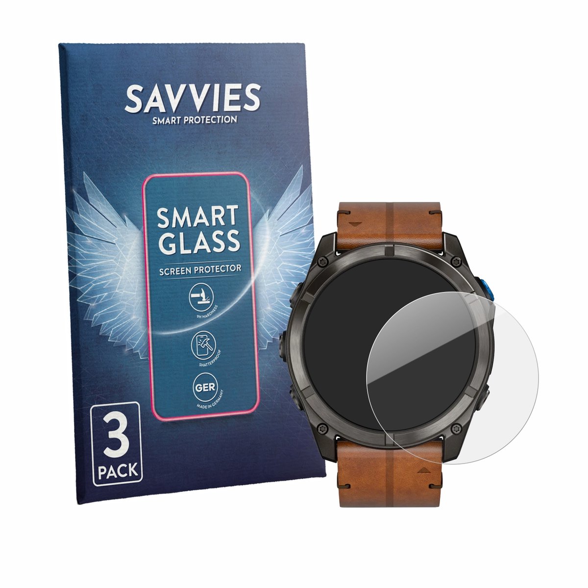 3 Stuks Savvies Screenprotector - geschikt voor Garmin D2 Mach 2 Pro (51 mm) - beschermfolie glas transparant