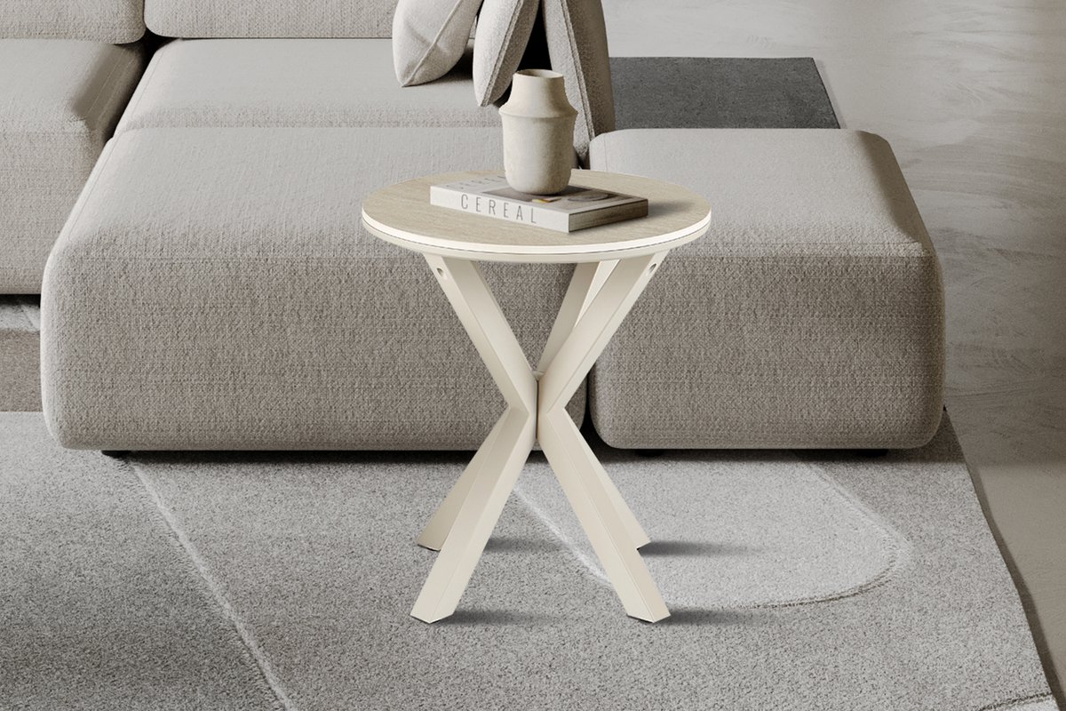 Rousseau Noa - Salontafel - 50 cm Rond - Baroque Beige - Grijze Voet