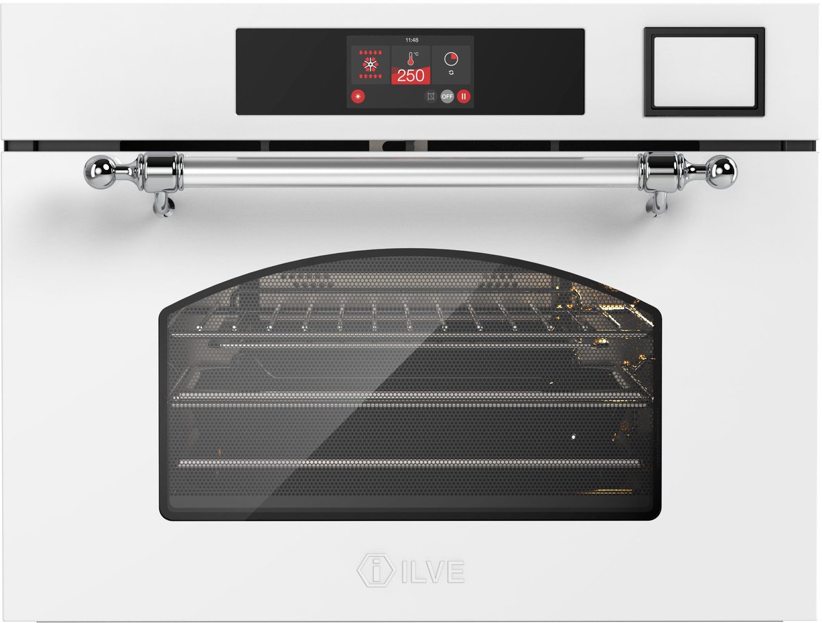 ILVE Compact 45cm 3 in 1 oven/stoom/magnetron Nost. Wit Chroom - Inbouw