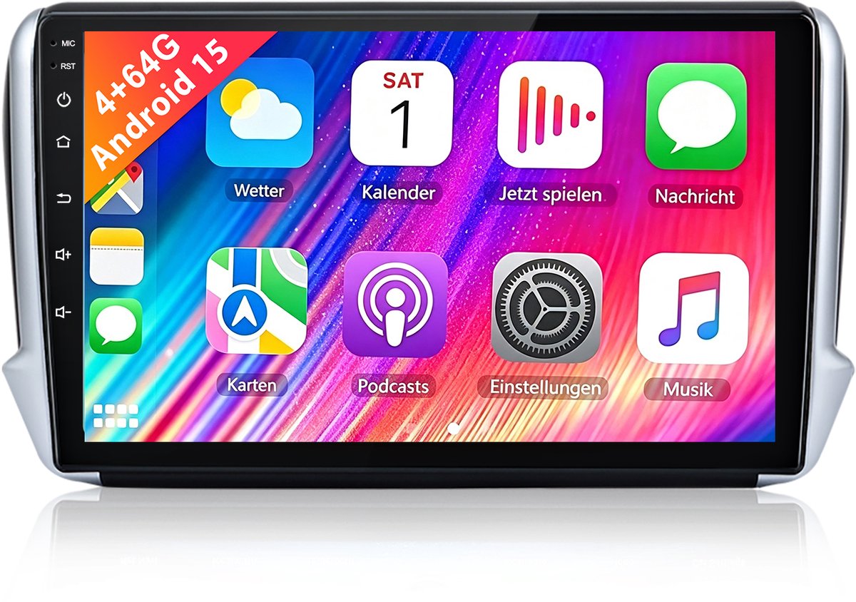 Cestovet Autoradio - Geschikt Voor Peugeot 208/2008 2012-2018 - 4GB+64GB - Draadloze CarPlay Android Auto GPS-Navigatie, Bluetooth, DSP,FM - 10-inch Touchscreen