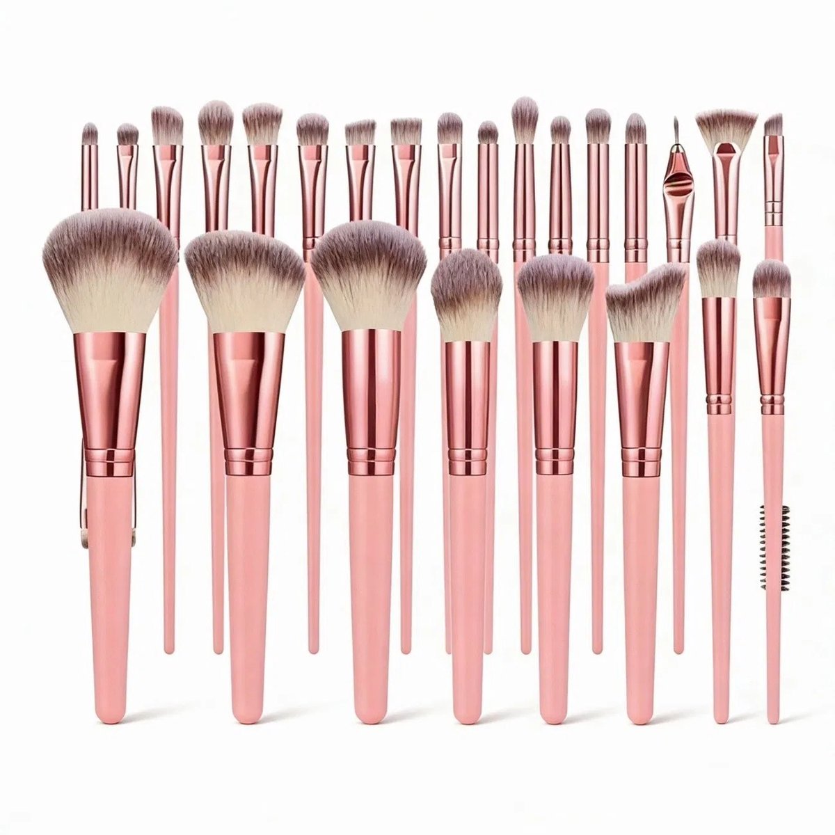 ROLIPO Make-up Kwastenset 25-Delig – Vegan Cosmetica Kwasten met Ergonomische Handgrepen – Voor Gezicht en Ogen