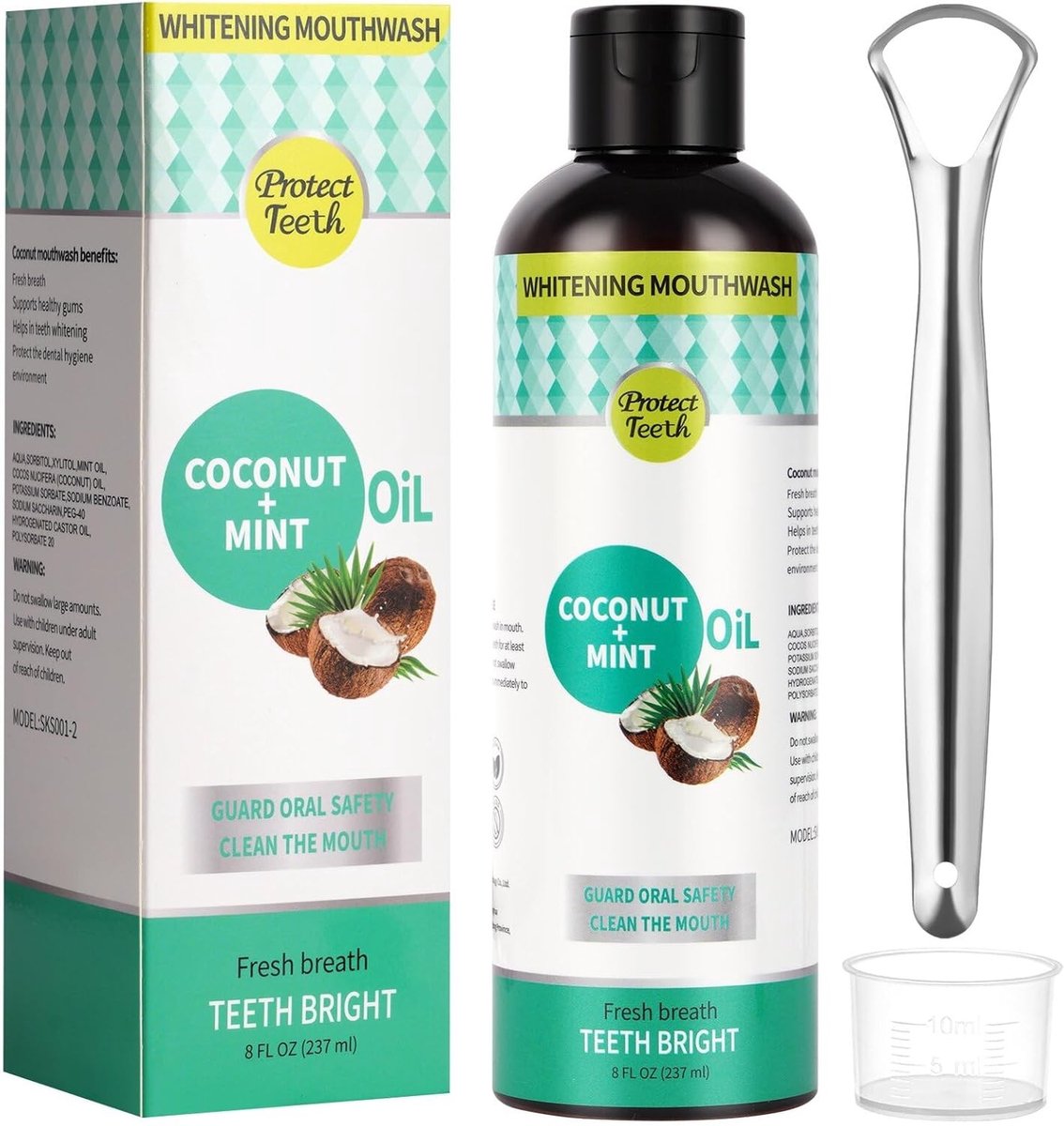 Kokosolie Mondspoeling voor Wittere Tanden, Frisse Adem en Optimale Mondhygiëne, Alcoholvrij (236ml)
