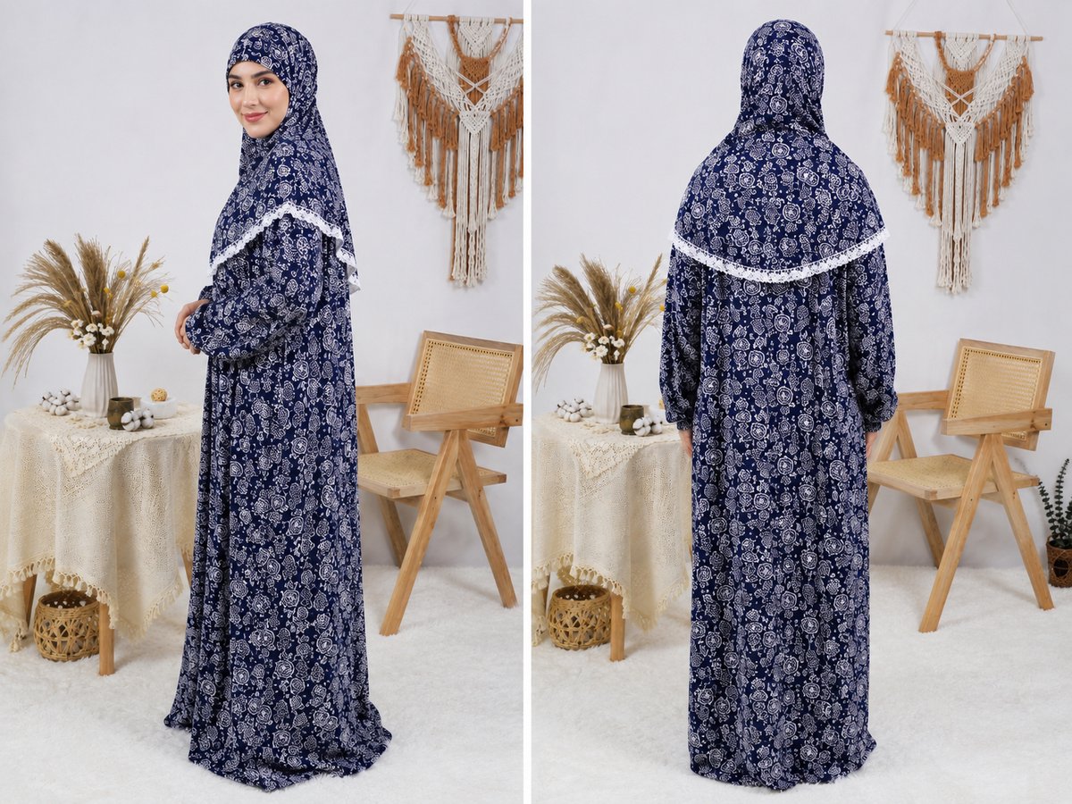 Moslim Dames Gebedsjurk met Hijab – Islamitische Gebedskleding – One Size 38 t/m 48