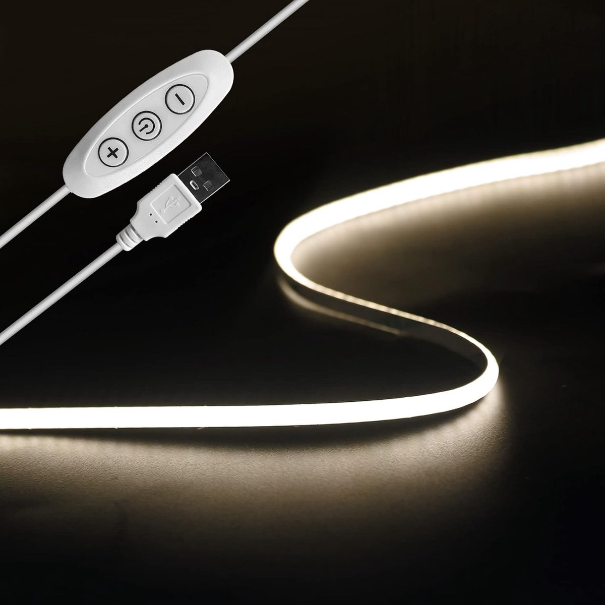 2m USB LED TV-achtergrondverlichting Strip Licht, Tayire 5V 960LEDs dimbaar natuurlijk wit 4000K LED Lint COB-ledband - ShopVlot