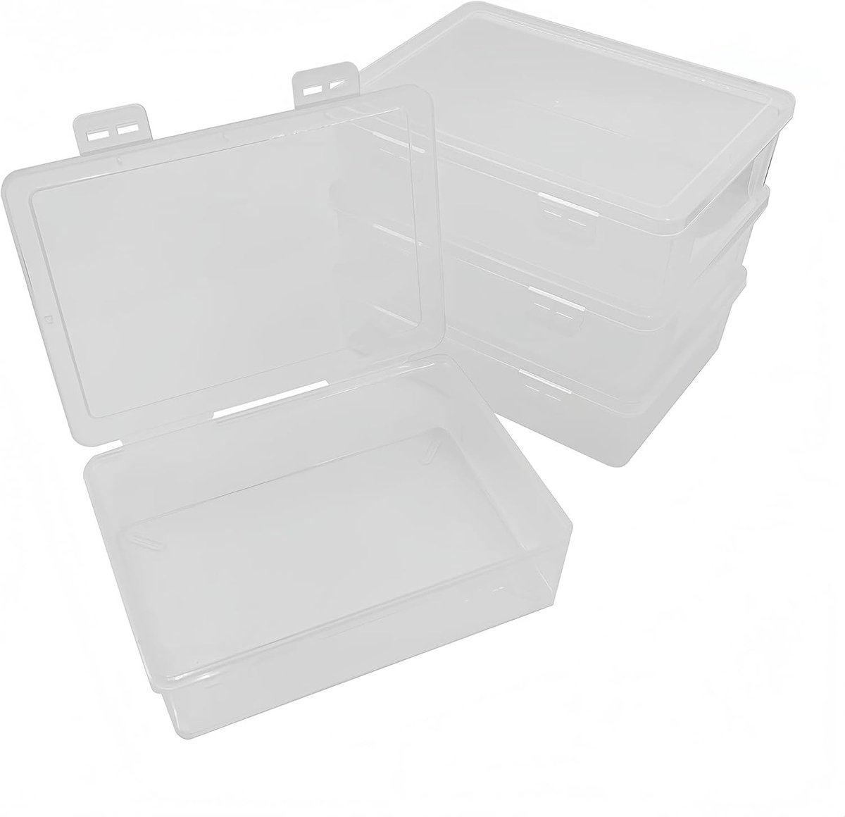 4 Stuks A5 Opbergdozen met Deksel - Stapelbare Plastic Dozen voor Thuis, Kantoor en School, Ideaal voor Dossiers, Tijdschriften en Kleine Spullen Organiseren
