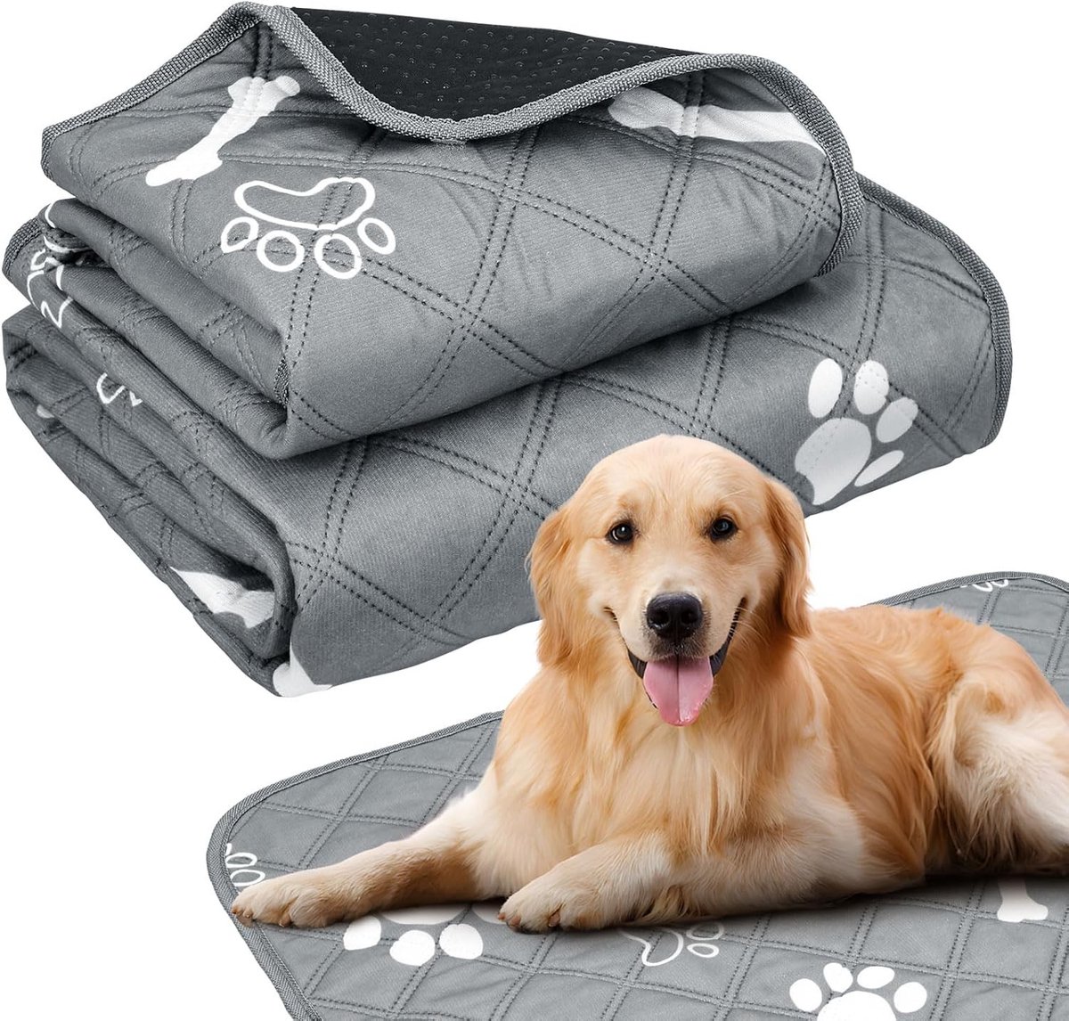 Set van 2 Wasbare Puppy Matten - Herbruikbare Training Pads voor Honden, Waterdicht en Sneldrogend, Ideaal voor Thuis, Auto en Reizen, 60 x 45 cm en 120 x 60 cm