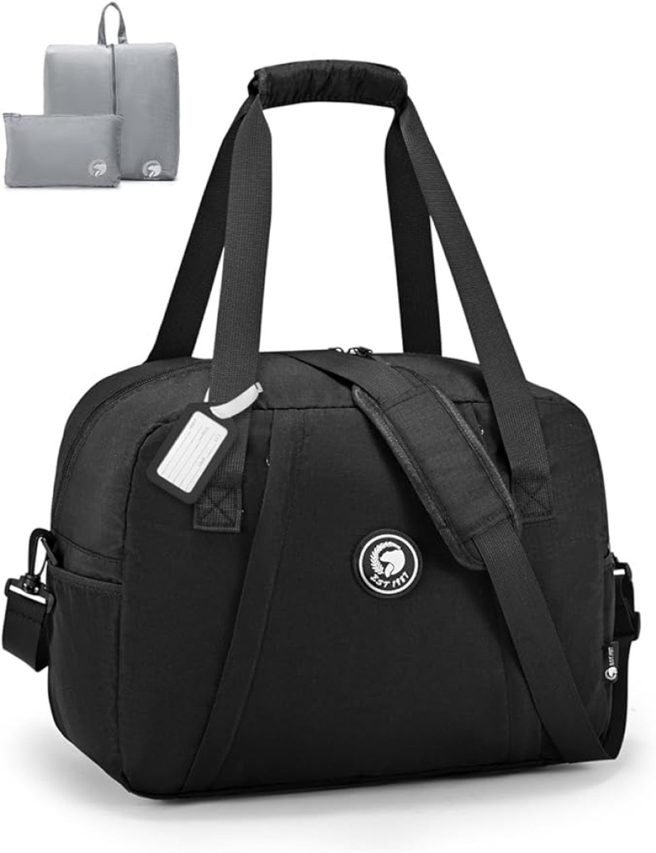Handbagage Reistas 40x30x20 cm 25L - Underseater Vliegtuigtas met Nat/Droog Vak - Lichtgewicht Waterdichte Weekendtas voor Wizzair Transavia - Sport- en Ziekenhuistas met Schoenentas (Zwart)