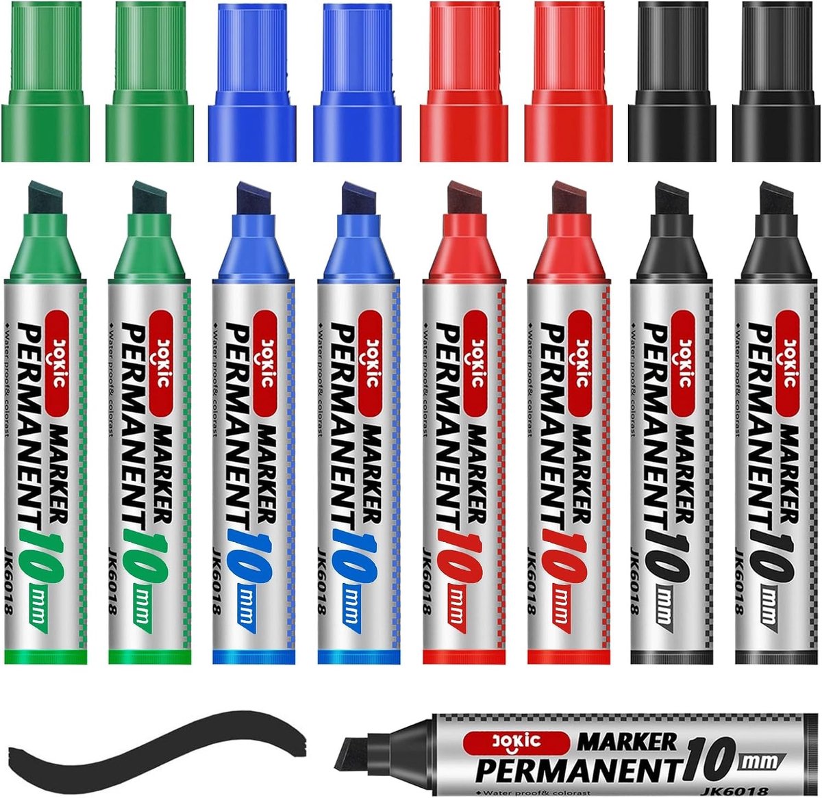 Permanent Markers Set van 9 Stuks in Diverse Kleuren - Watervast en Sneldrogend voor Acryl, Hout en Metaal met Wedge Tip van 3mm tot 11mm