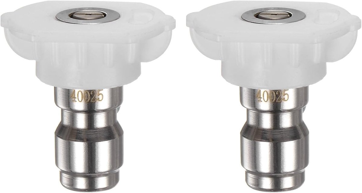 2-Pack Hogedrukreiniger Spuitmonden, 40 Graden 1/4 Snelsluiting RVS Spuitdoppen voor Effectief Reinigen en Ontvetten