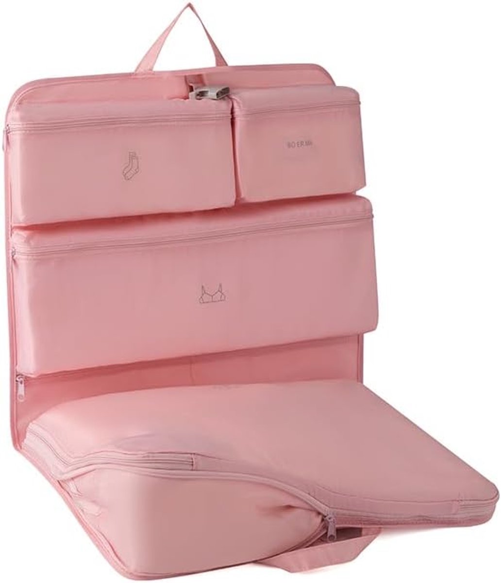 Pakkubussen voor koffers, compressiezakken, reisorganizers, roze bagage, categoriseerbare kledingorganisatie, kofferopbergruimte bespaart voor kinderen en volwassenen.