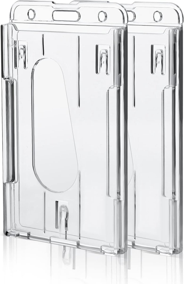 Duurzame Badgehouders voor ID en Creditcards, 2 Stuks, Hard Plastic, Transparante Bescherming met Duimslot